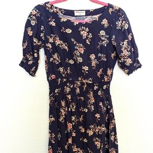 Navy Floral Cinch Waist Sundress, S